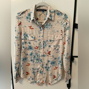 Zara Woman Floral/Bird Blouse—Size S